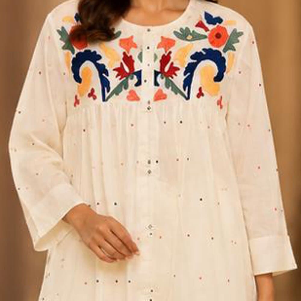 Cotton Bloom Co-ord, the weave in close detail