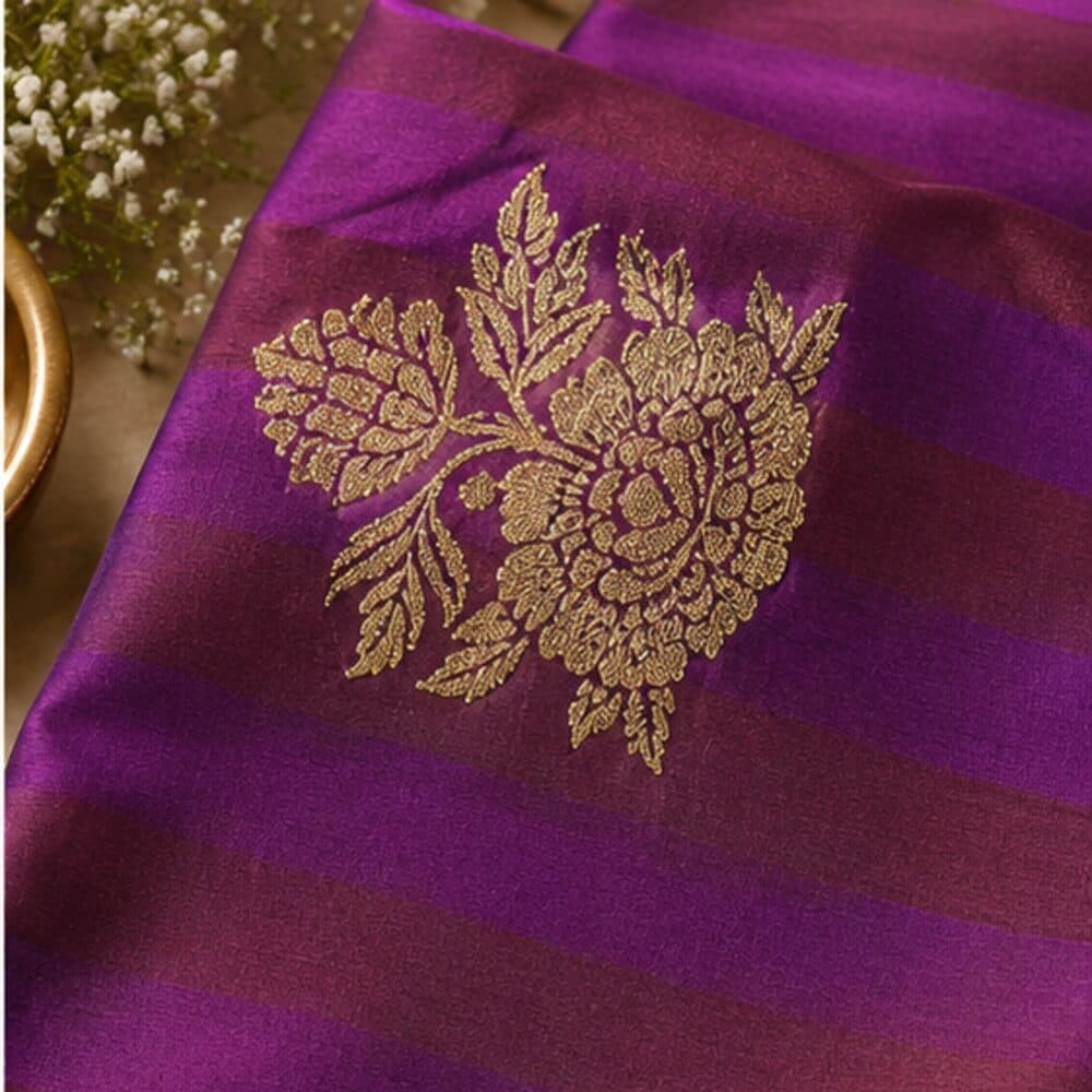 Purple Wine Stripe Set, the weave in close detail