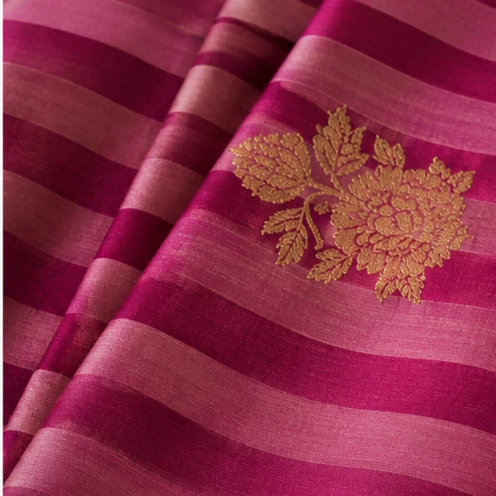 Magenta Rose Stripe Set, the weave in close detail